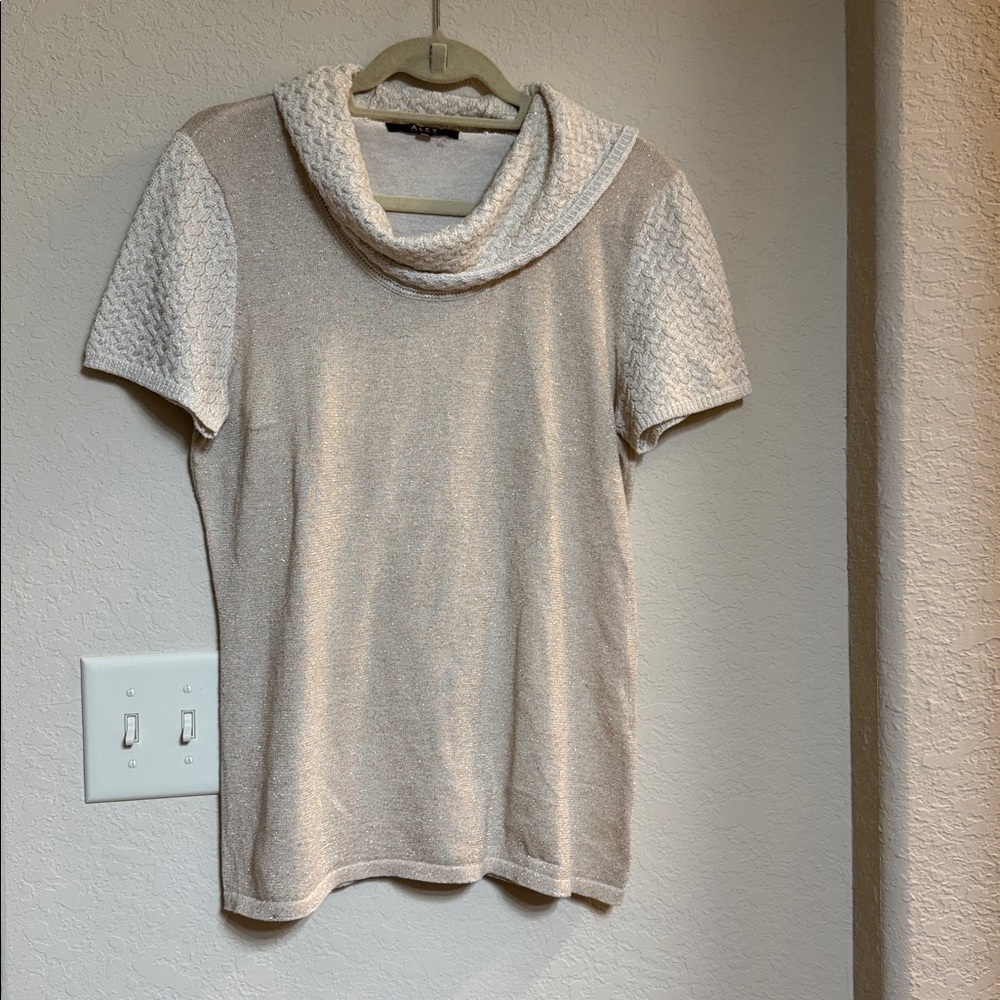 Alex Marie Cream with Gold Cowl Neck Sweater Size L